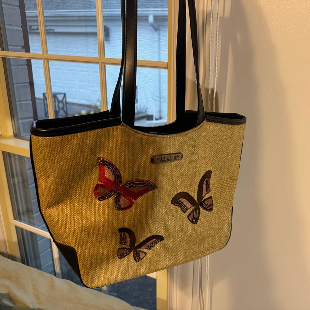Reaction by Kenneth Cole Tan and Black Butterfly Tote Bag